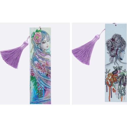 DIY Bookmarks Special Shaped Diamond Embroidery Cross Stitch Tassel Books Diamond Mosaic Diamond Painting Bookmarks 2PCS/Set