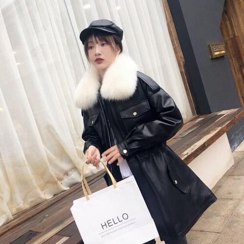 Winter Genuine Leather Duck Down Jacket Women Natural Fox Fur Collar 100% Real Sheepskin Coat Female Warm Montone Jackets 16558