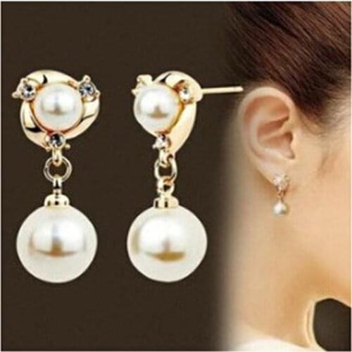 High Quality 2018 New Fashion Luxury Vintage Flower Rhinestone Pearl Drop Earrings For Women Fine Jewelry Accessory Brincos