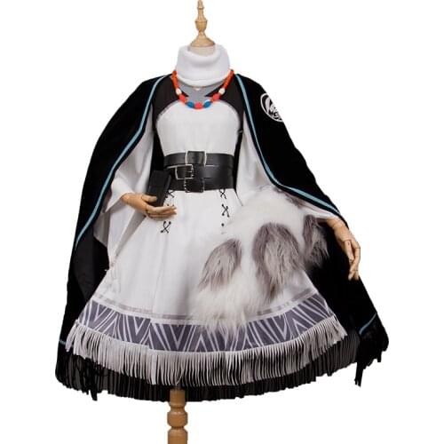 Game Arknights Pramanix Cosplay Costume Lolita Anime Cool Cos Uniform Halloween Dress Ear+Tail H halloween costumes for women