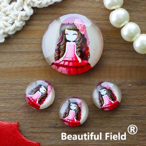 12mm 25mm 14mm 16mm 18mm 20mm Photo Glass Cabochons Round Cameo Set Handmade Settings Stone Girl FFR38