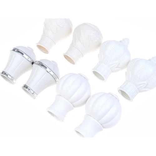 2Pcs Multiple Sizes Curtain Rod Cap Finials Plastic Vintage Drapery Rail Ends