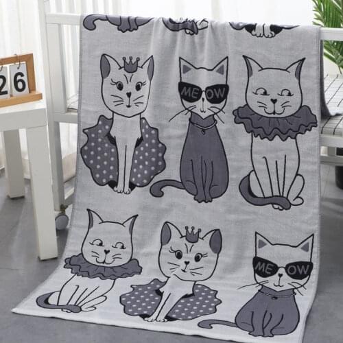 2021 Cat 100% Cotton Gauze Bath Towel Adult Children Baby Soft Super Absorbent Non-Linting Thin Quick-Drying Large Bath Towels