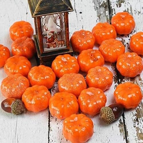 25pcs 3.5cm Mini Artificial Pumpkin Simulation Vegetable For Home Halloween Decoration Props Diy Crafts Fake Pumpkins Ornaments