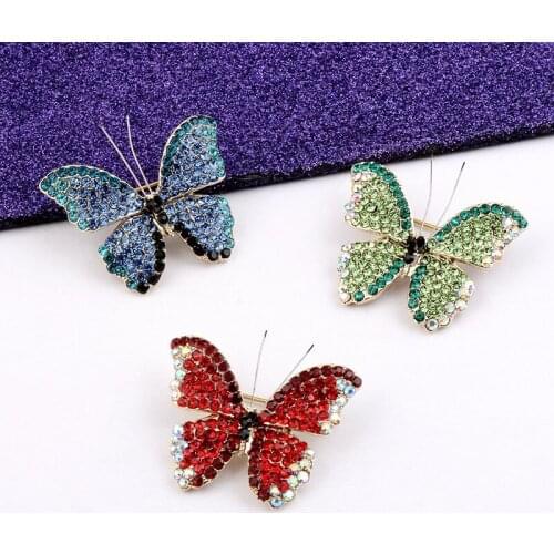 50pcs/lot Rhinestone Women Jewelry Gift Brooches Animal Butterfly Brooch Pin