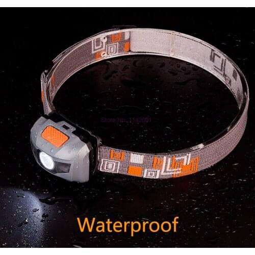 50pcs Grey 80M 150 Lumens 4 Modes 2 Red LED+1 White LED Waterproof Flashlight Super Bright Headlight Headlamp
