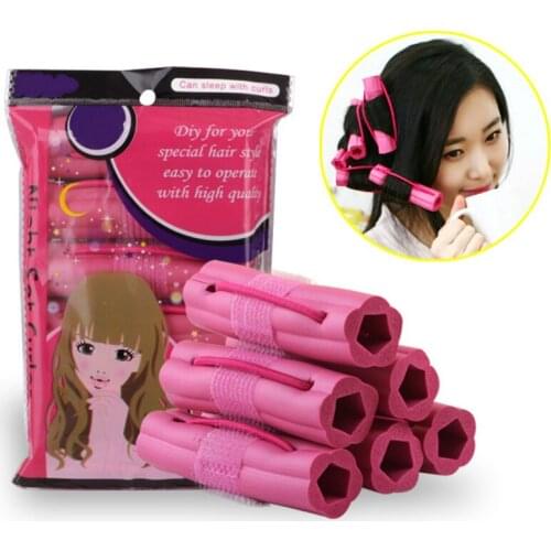 New Fashion 6pcs Magic Foam Sponge Hair Curler DIY Wavy Hair Travel Home Use Soft Hair Curler Rollers Styling Tools