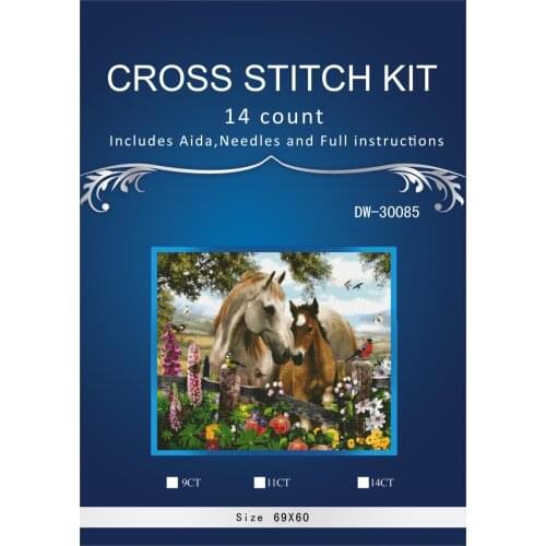 61-52 two horses 14ct white canvas similar DMC Cross Stitch kits14ct needlework Set DIY embroidery 3th