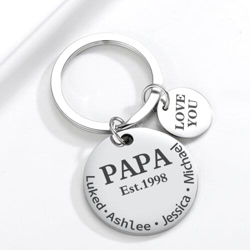 Custom Engraved Name KeyChain For Dad Stainless Steel Charm KeyChains Perisonlized Keychain Jewlery Fathers Day Gift For Him