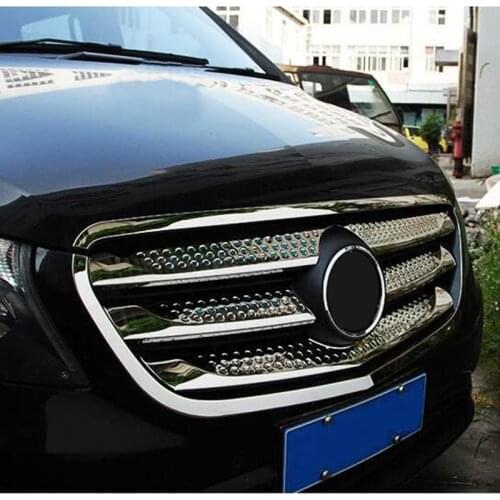 For Mercedes-Benz Vito W447 2014-2017 Front Center Mesh Grille Grill Cover Trim Radiator Strips Molding Garnish Decoration