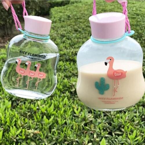 Travel Drinkware Portable Bottle New Design Cartoon Glass Transparent Bottle for Water Tea Glass Drinking Water Bottles S095C