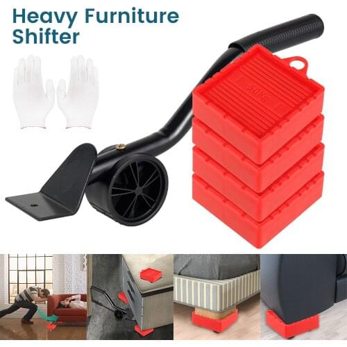 Dropshipping Furniture Mover Tool Transport Lifter Heavy Stuffs Moving 4 Wheeled Roller With 1 Bar Set 350 kg Load Capacity