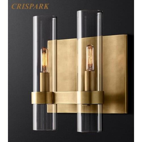 Ravelle Interior Glass Wall Sconce Lamp Modern Minimalist Golden Double Wall Lamp LED Indoor Light Fixture for Bedroom Bathroom