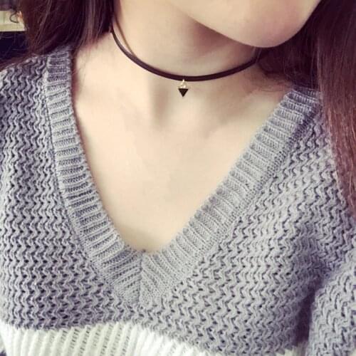 European And American Trade Triangle Pendant Necklace Punk Tattoos Black Rope Necklace Women Clavicle Statement Jewelry Choker