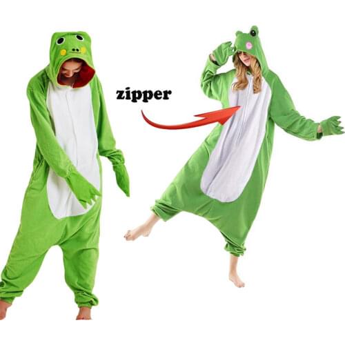 Adult Animal Frog Fleece Onesie Girl Boy Winter Halloween Cartoon Woman Cosplay Unisex Pajama Raccoon Kigurumi Kids