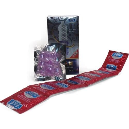 6Pieces/Pack Barbed Penis Ring High-Quality Natural Latex G-spot Delay Condom Sex Products