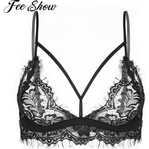 Hot Women See-through Floral Lace Bras Bralette Hollow Out Transparent Bra Adjustable Spaghetti Strap Push Up Bra Tops Underwear