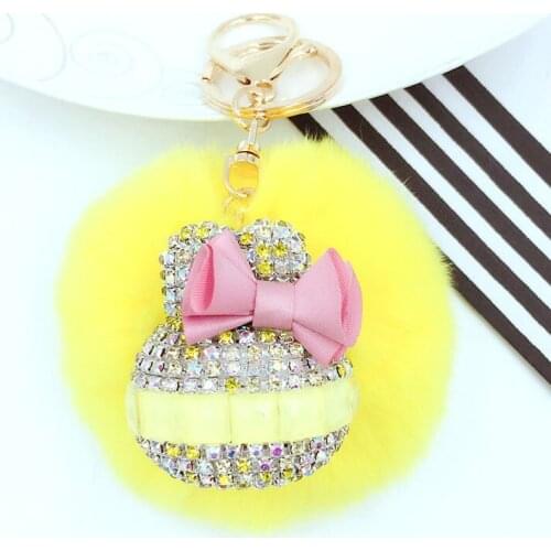 Cute Bunny Rabbit Animal Cartoon Key Chain Strass Keychain For Women Creative Gift Gold Metal Key Ring Bag Charm Porte Clef Toy