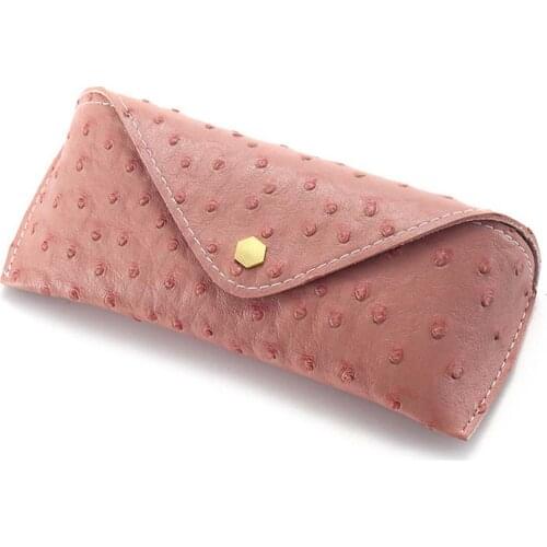 Fashion Ostrich Pattern Leather Glasses Case Personalized Buckle Leather Trendy Sunglasses Case Eyewear Accessories