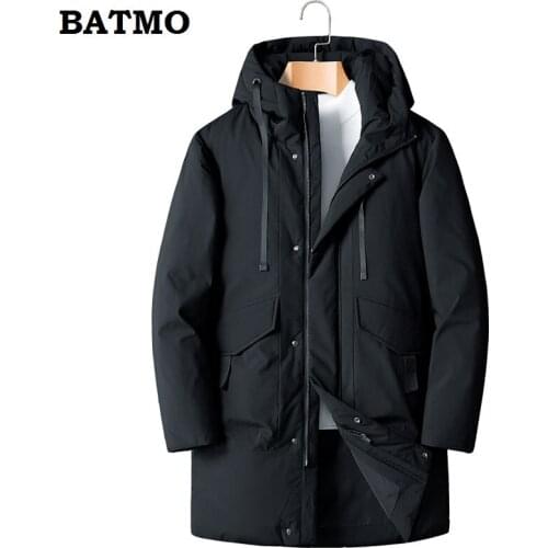 BATMO 2018 new arrival winter high quality 90% white duck down hooded jackets men ,mens winter hooded parkas men size M-8XL