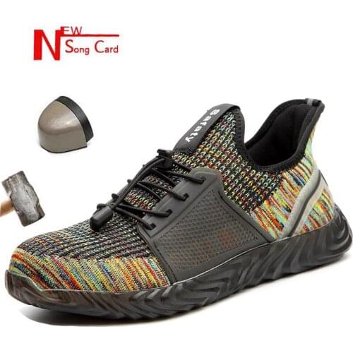 Mens and womens fashion work safety shoes outdoor sports shoes ultra-light soft sole resistant smashing steel toe work boots