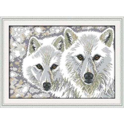 Wolf pattern cross stitch kit 14ct and 11ct two wolf print needle embroidery DIY handmade needlework home decoration painting