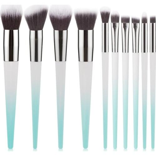 Professional 10 Pieces Makeup Brushes Set Foundation Powder Blush Lip Eyeshadow Sponge Brush Wool Fiber Soft Hair Cosmetic Tools