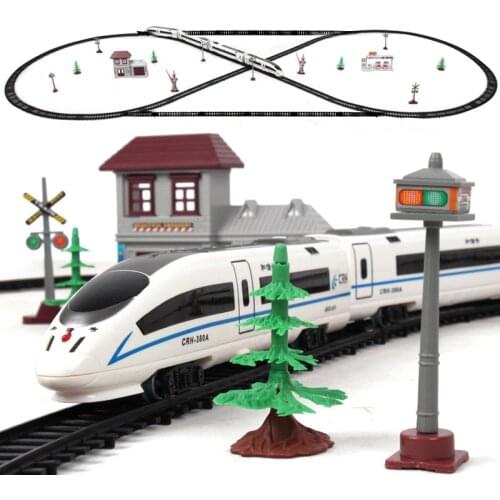 New Railway Electric Train Toy Rails Remote Control Railway With Train And Rails Electric Trains Toy Model Rc Trains Set Kids
