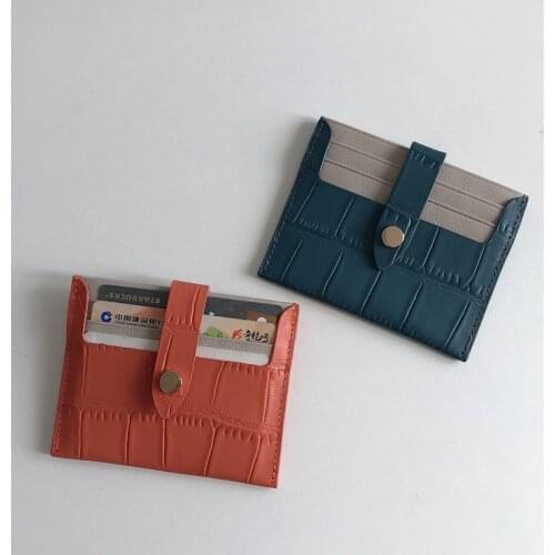 Genuine Leather Card Holders Women Luxury Design Slim Hasp Mini Money Bag Crocodile Pattern ID Card Wallet