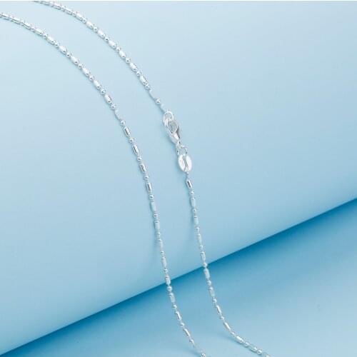 16-30 925 Sterling Silver Color Link Column Ball Chain Necklace Long Necklaces Womens Mens Jewelry 2MM 1/5Pcs