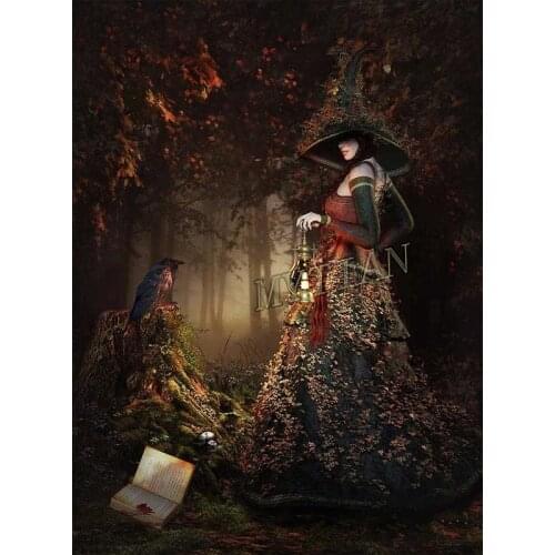 Full square/round 5D DIY diamond painting Witch women autumn forest Book Embroidery Pattern Cross stitch kit mosaic home decor
