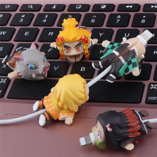 Anime Demon Slayer Cable Bite Protector Cartoon Protective Case Earphone Line Cover For iPhone USB Charging Cable Cord Holder