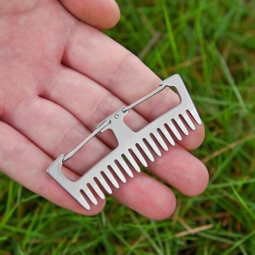 Hair Comb Mini Anti-static Titanium Portable Hanging Buckle Comb for Outdoor Travel
