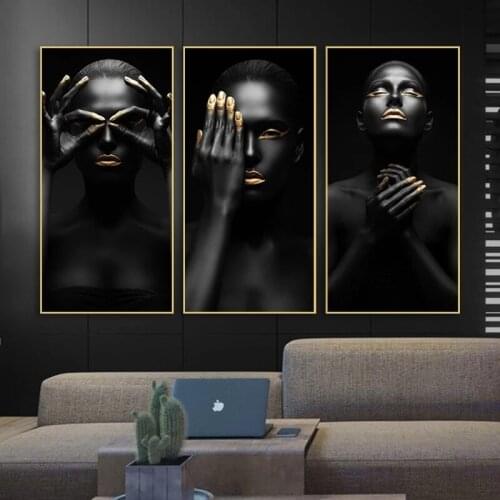 Modern Art Canvas Painting African Black Woman Posters And Prints Scandinavian Wall Art Pictures For Living Room Home Decoration