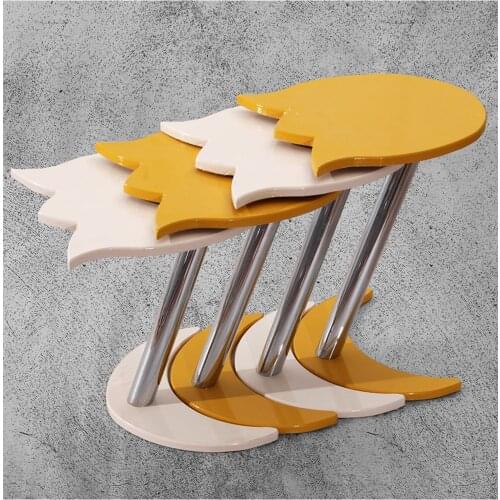 Modern 4 Pcs Lalezar Zigon coffee table-yellow-Cream coffee tables table basse furniture living room table