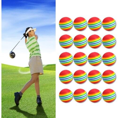 Outdoor Sport Golf Balls color Rainbow Stripe Balls FOAM Sponge plastic Golf Balls for Swing Practice Training Balls 20Pcs/bag