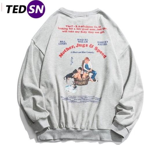 Funny Cartoon Letter Printed Mens Casual Sweatshirts Spring Autumn Harajuku Streetwear Tracksuit Hip Hop Outwear