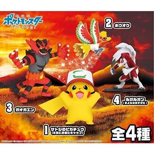 TAKARA TOMY Genuine Pokemon Pikachu Incineroar Lycanroc Ho-Oh Cute Action Figure Model Toys