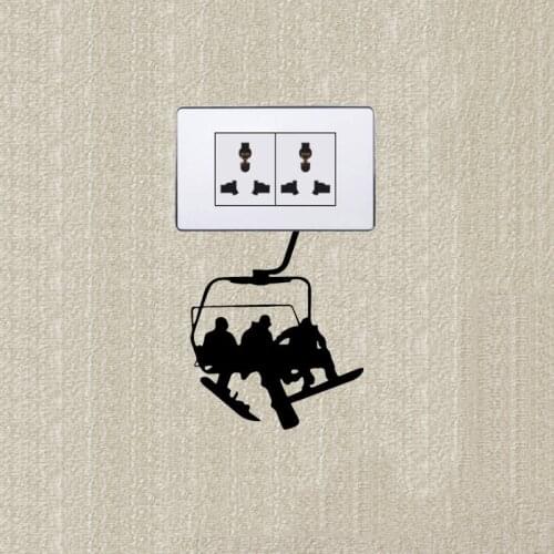Fun Ski Cable Ride Up The Mountain Vinyl Wall Stickers Light Switch Decal 5WS0894