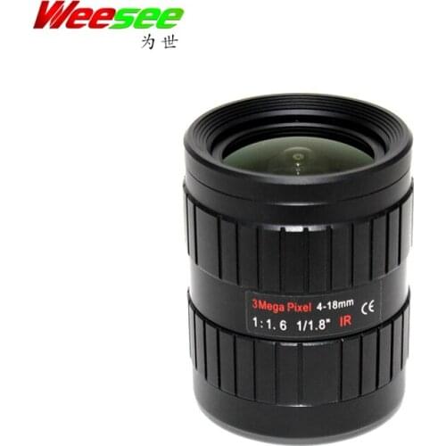 WS 3MP 4-18mm CCTV Lens Manual IRIS Varifocal 1/1.8 inch C Mount Industrial lens For IMX185 1080P Box Camera IP Camera