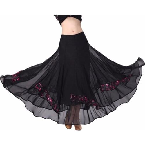Ballroom Dance skirt Flower Long length frill spread Hem elegant Modern dance Maxi skirt Women Latin Tango Costumes Flamenco