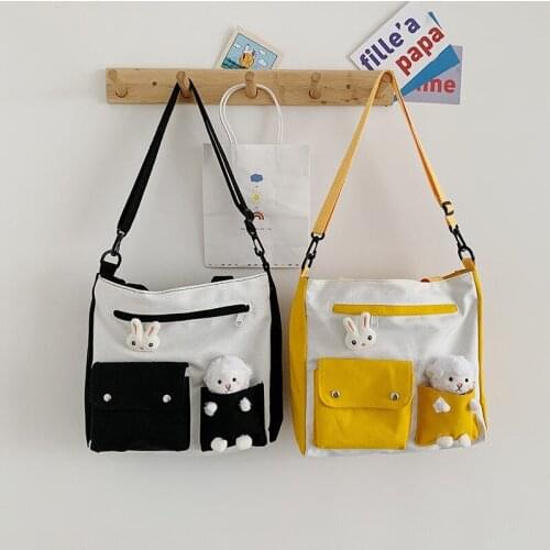 Womens Canvas Bag 2021 New Trendy Shoulder Bag Japanese Literature and Art Messenger Bag Student Wild Large-capacity School Bag