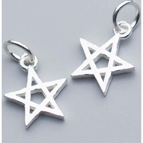 925 Sterling Silver Hollow Out Lucky Star Charms Handmade Craft S925 Silver Pendants Accessories DIY Jewelry Making For Women