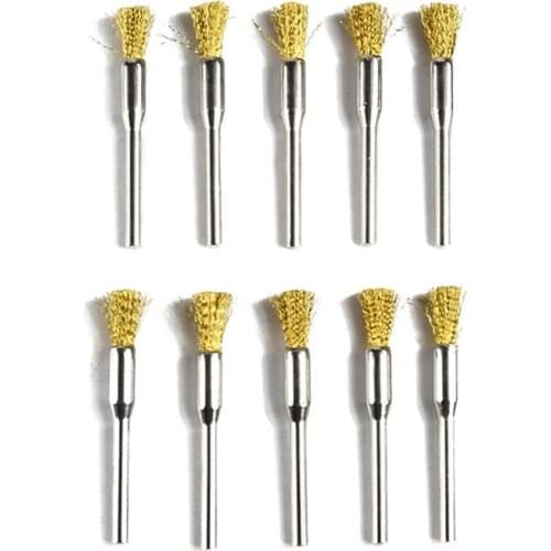 10 pcs/set Abrasive Brass Brush Wire Wheel Brushes Polishing Die Grinder Rotary Tool for Woodworking Engraver Dremel Rotary Tool