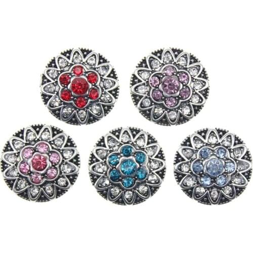 10pcs/lot Crystal Snap Buttons Jewelry Rose Flower Buttons for Women fit 18mm/20mm DIY Snap Bracelet Jewelry Making