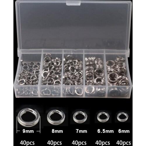 200pcs Mixed Double/Split/Connecting Ring Assorted Stainless Steel Chain Connector Fishing Tackle Accessories For Blank Lures