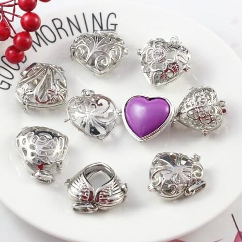3PCS Filigree Cage Locket pendant,Metal Hollow Phase Box,Diffuser Locket Pendant,Fillable Lockets,wish box locket Pendant