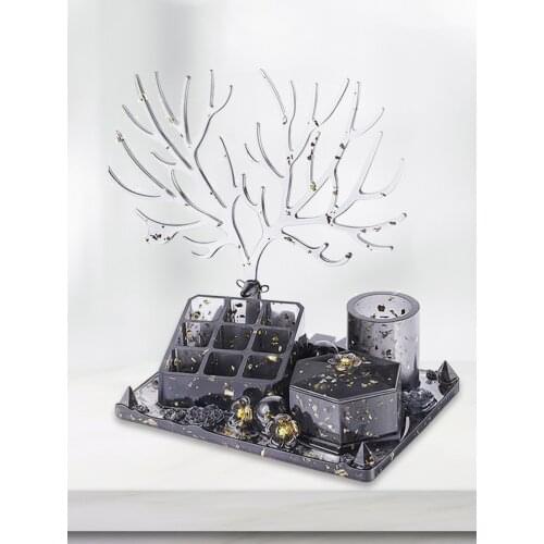 31pc Crystal Epoxy Resin Molds Deer Makeup Jewelry Display Tray Silicone Mould 9-Slot Lipstick Organizer Pen Holder Mold