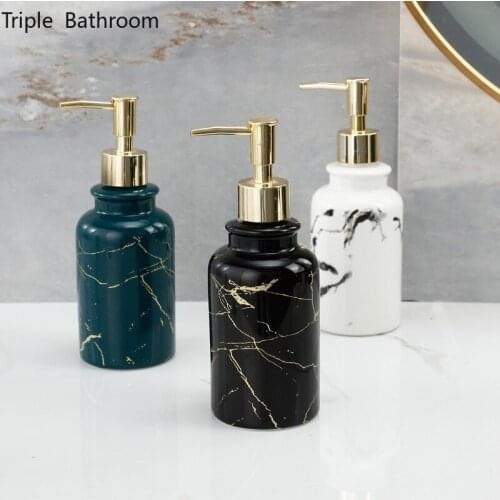 350ml Nordic Style Marble Ceramic Lotion Shampoo Liquid Soap Dispenser Pump Bottle Home Hotel Bathroom Tool Ornaments