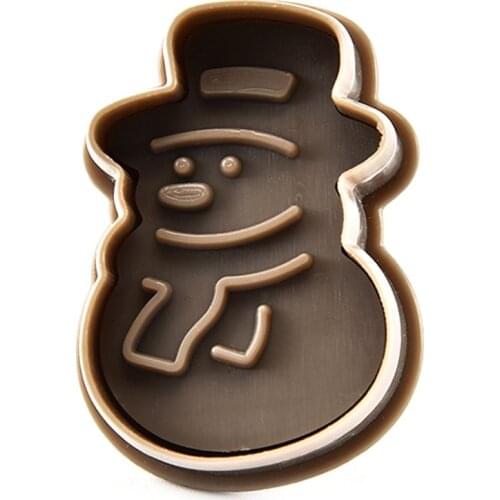 4pcs/set 3D Snowman Tree Santa Claus Biscuit Mold Plunger Biscuit Cutter Christmas Baking Sugarcraft Decorating Mould H58C